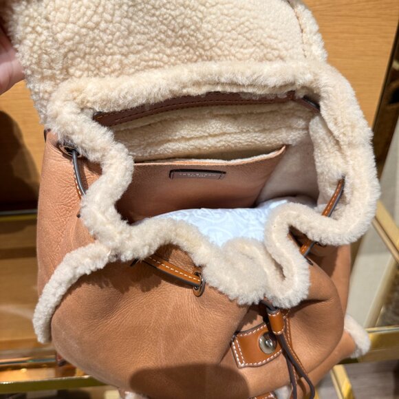 Best Price ‼️Tory Burch Shearling Backpack 176873 Taupe $750 main image 14